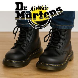 Dr. Martens I Youth Size 2 I Leather Lace Up Combat Boots AirWair I Black